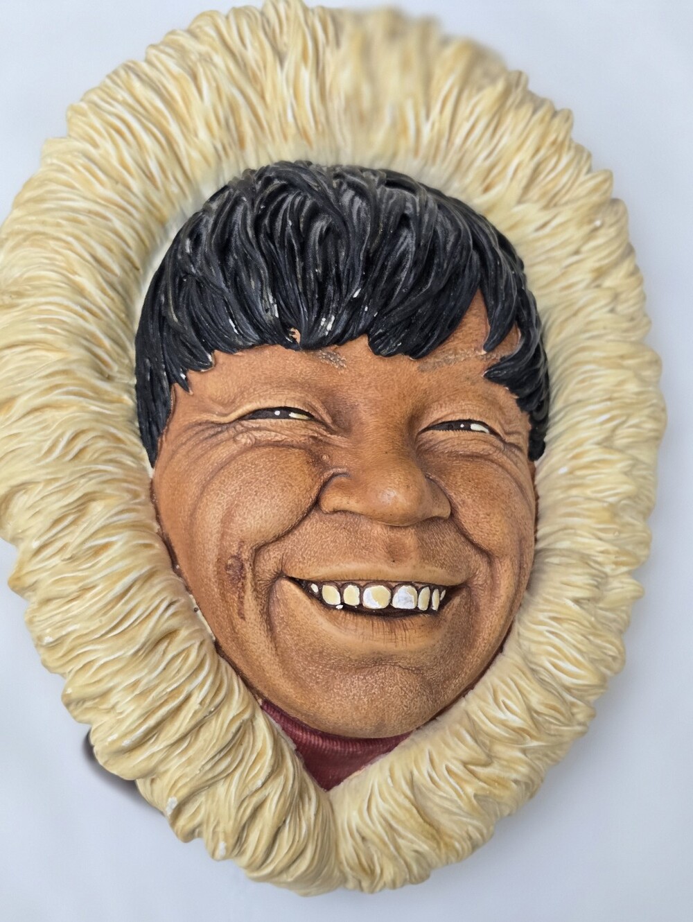 Vintage Bossons Chalkware Wall Mask "Inuit" Or "Eskimo" 5.5x7"